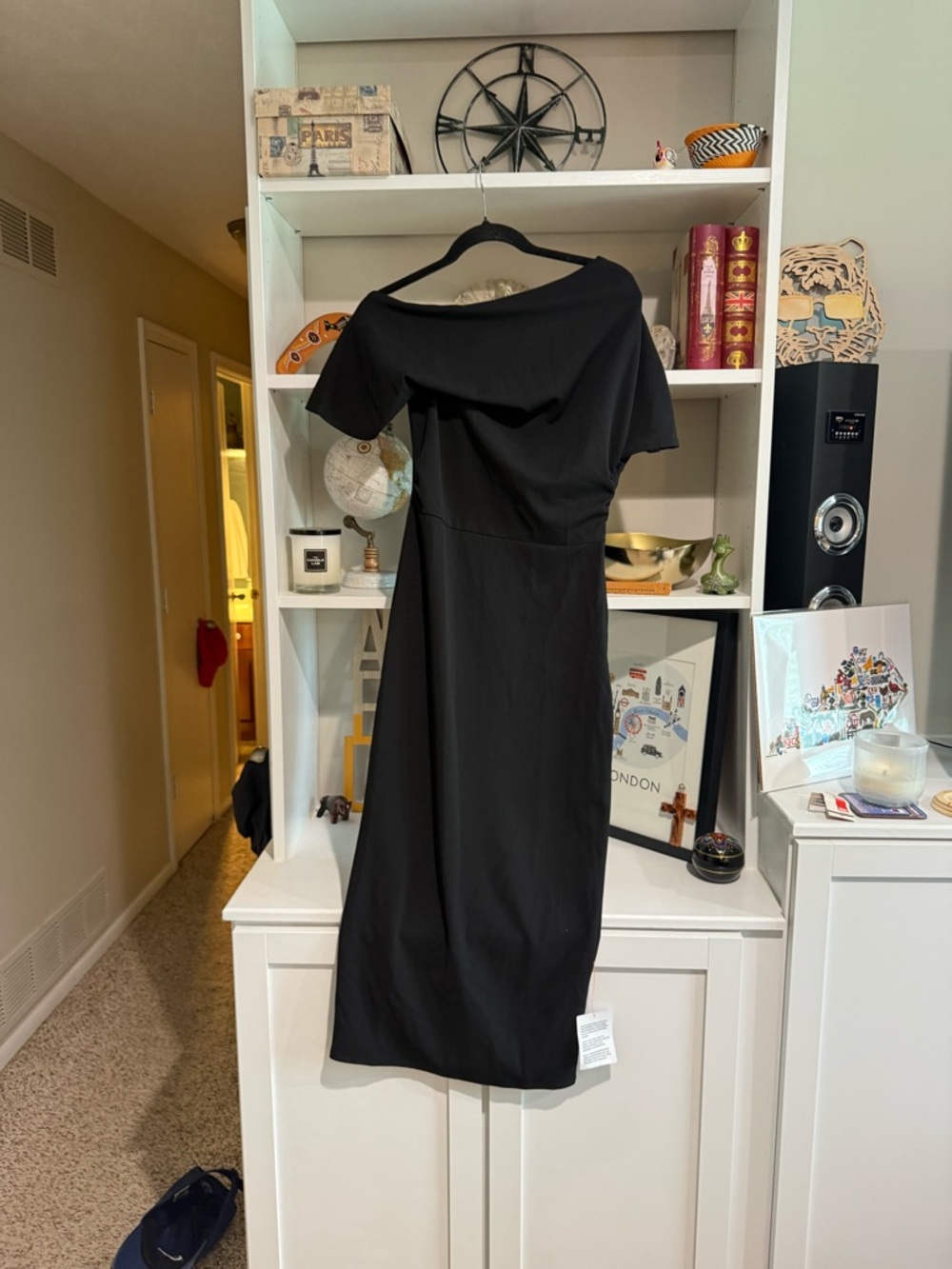 ASOS Black One-Shoulder Midi Dress